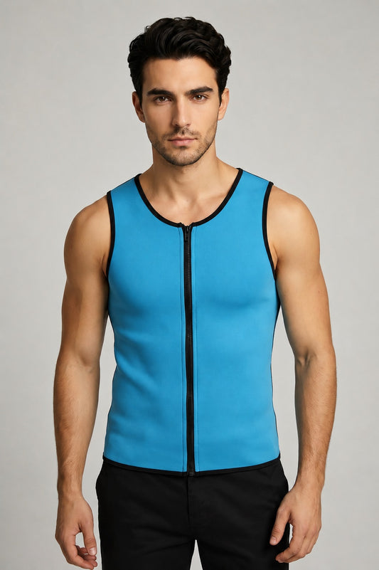 GVV Men's Blue Front Zipper Sweat Shaper