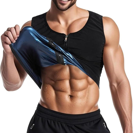 GVV Men's Front Zipper Sweat Shaper