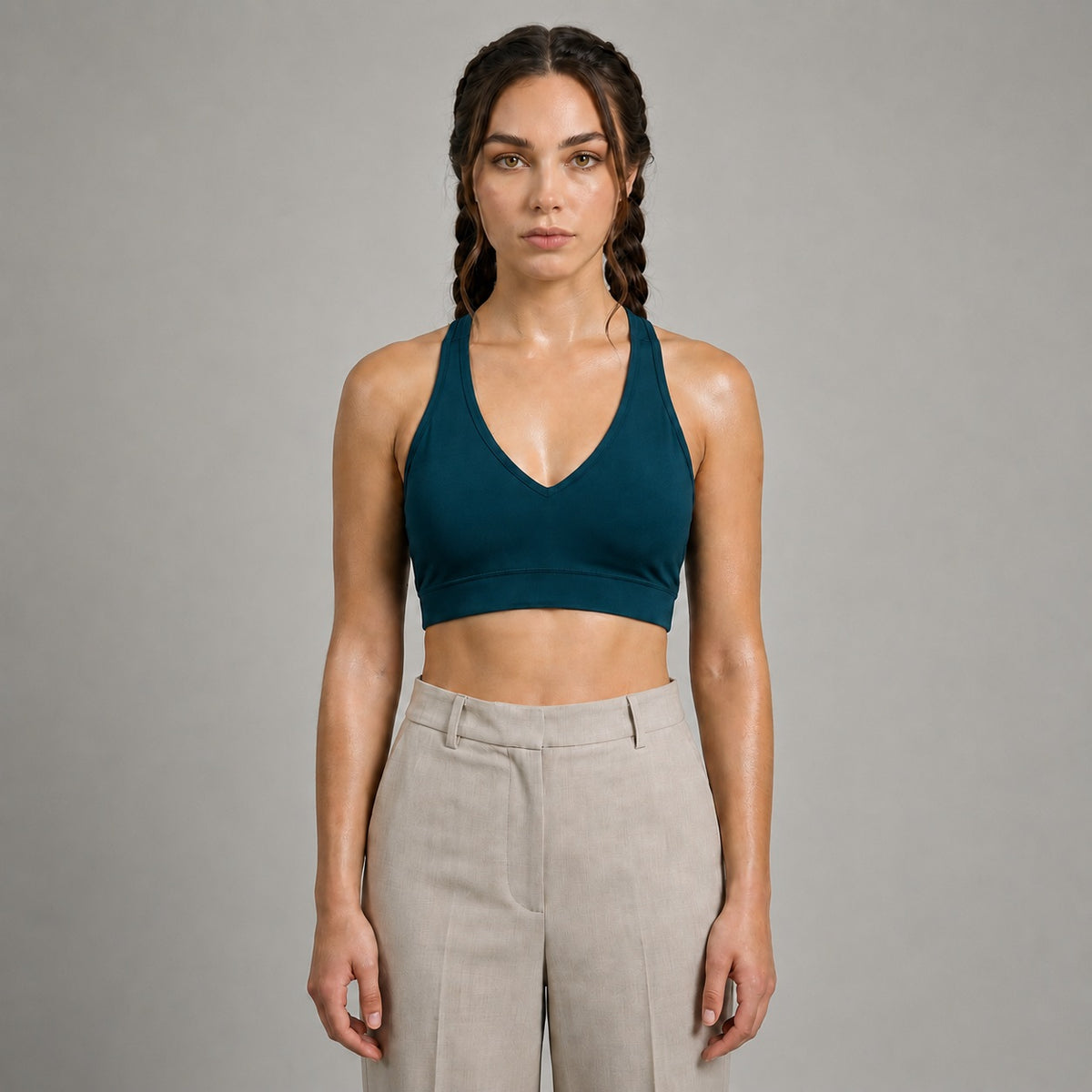 GVV Women's Deep V Neck Bra Deep Teal