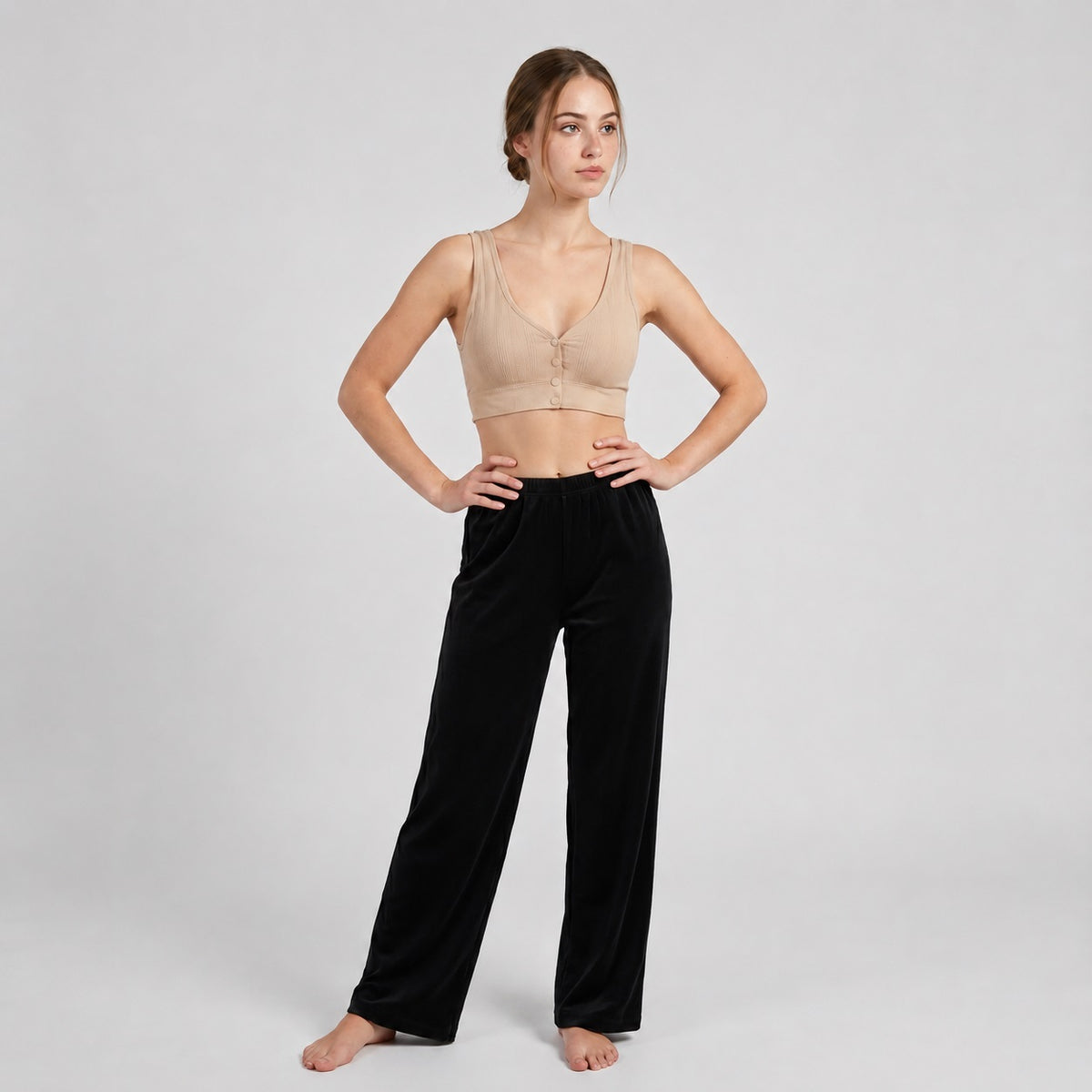 GVV Women's Front Button Bra Beige