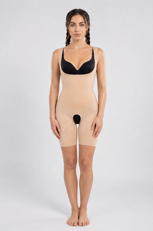 GVV Women's Instant Figure Shapewear Bodysuit Beige