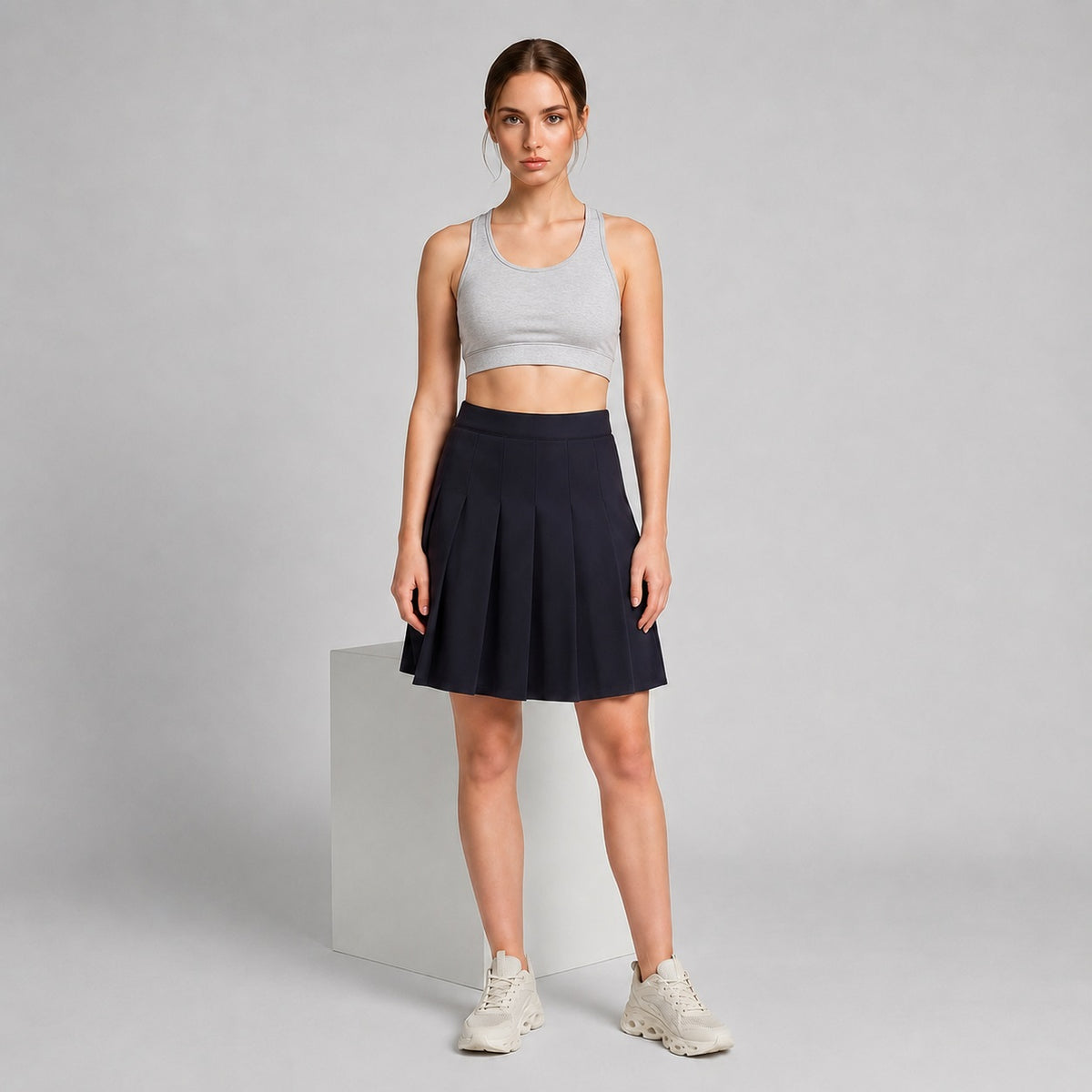 GVV Women's Racerback Sports Bra Light Grey