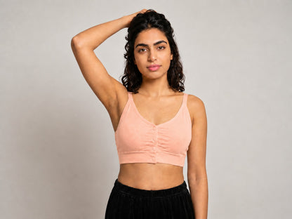 GVV Women's Strap Button Bra Dusty Rose Pink