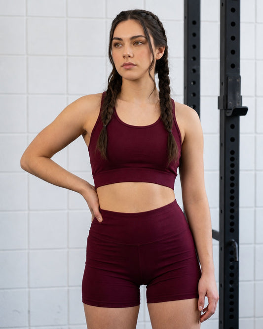 GVV Women's Yoga Shorts Sports Bra Combo Wine