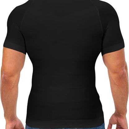 GVV Men's Slim-N-Lift Compression T-Shirt - Black