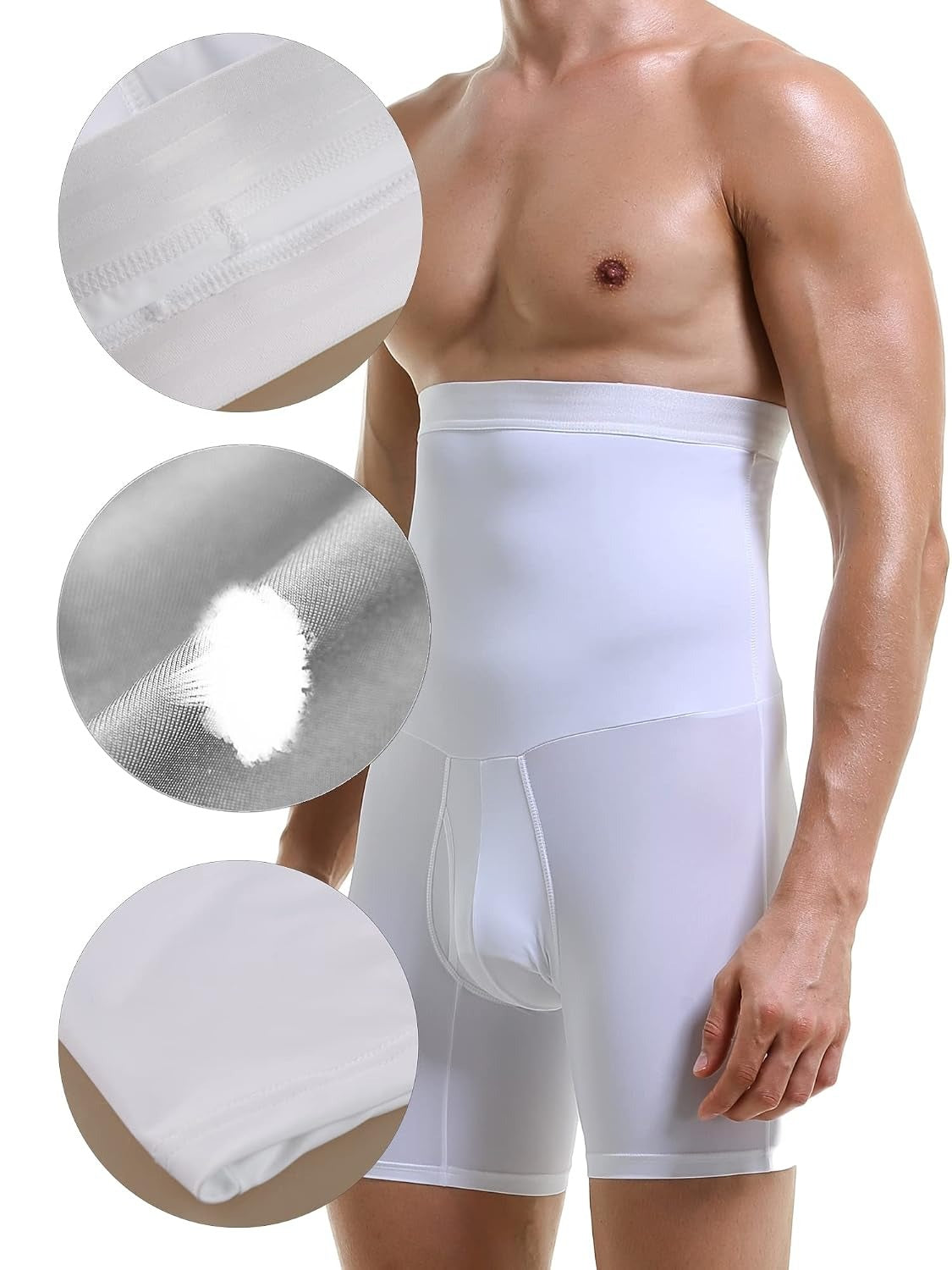 GVV Men's Tummy Compression Shorts - White