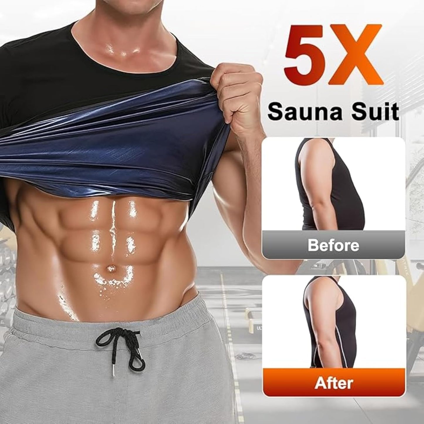 GVV Men's Sweat Shaper Compression T-Shirt