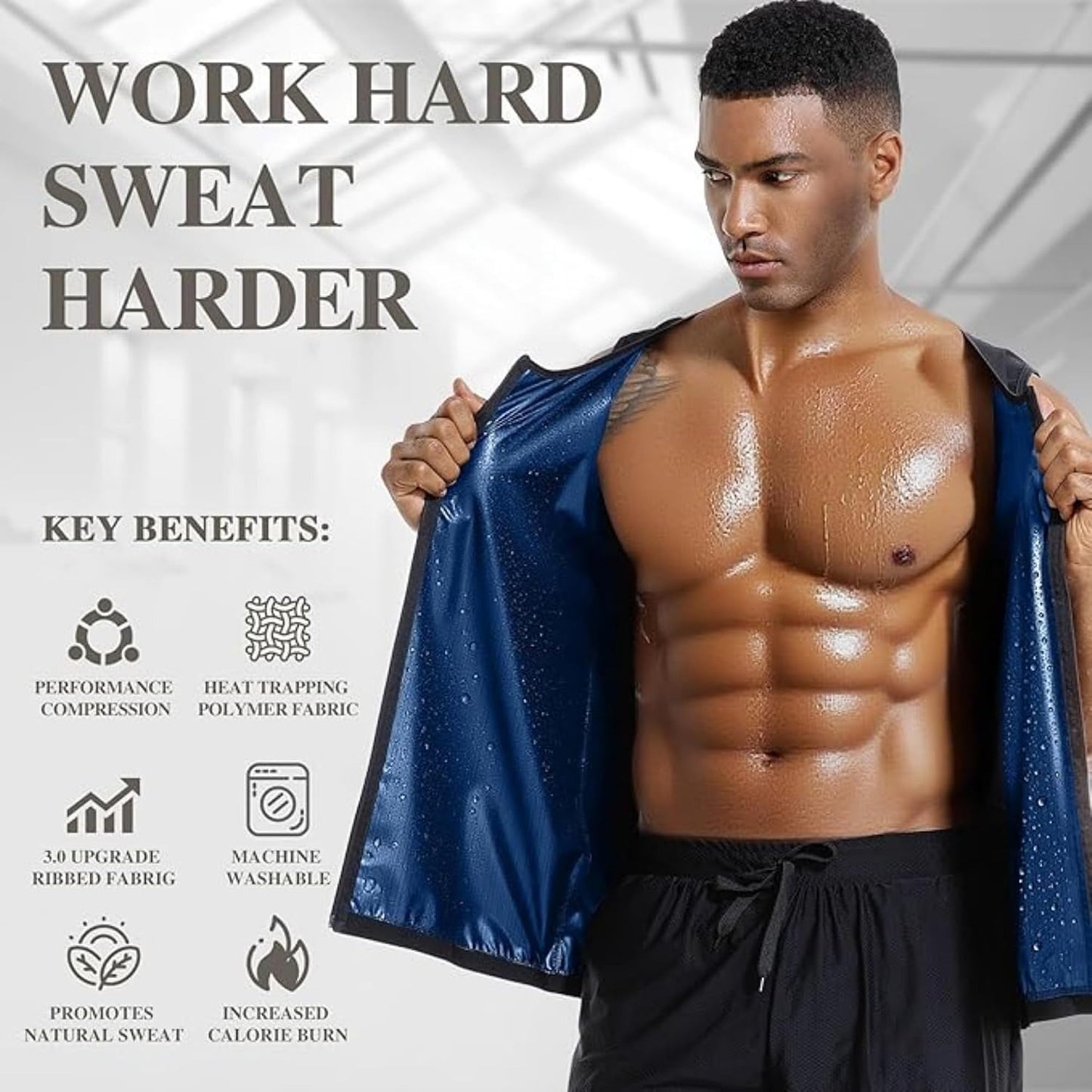 GVV Men's Front Zipper Sweat Shaper
