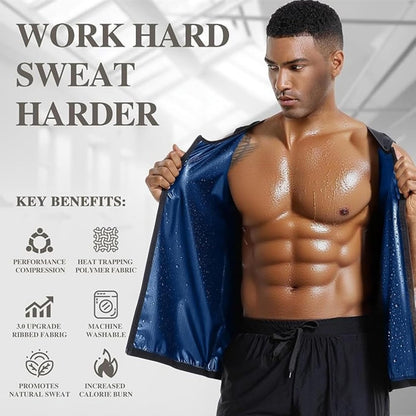 GVV Men's Front Zipper Sweat Shaper