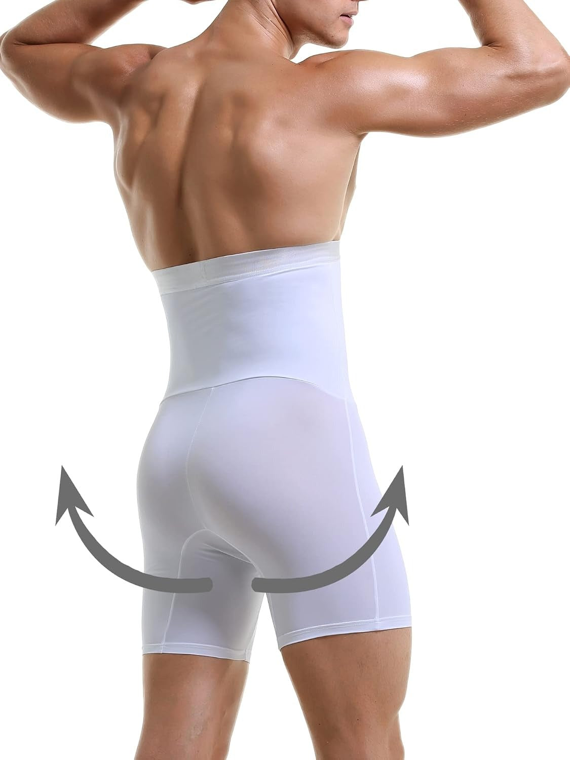GVV Men's Tummy Compression Shorts - White