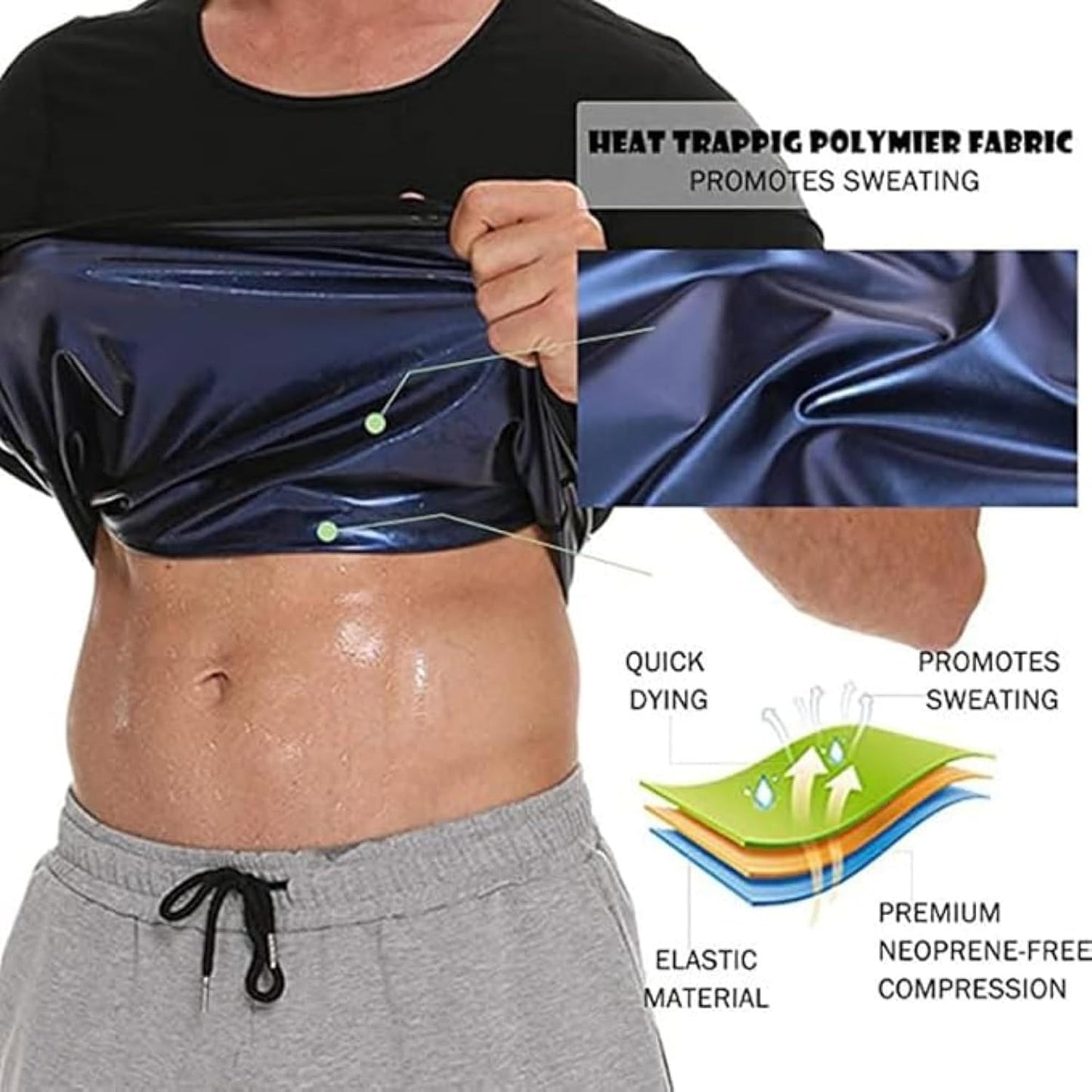GVV Men's Sweat Shaper Compression T-Shirt
