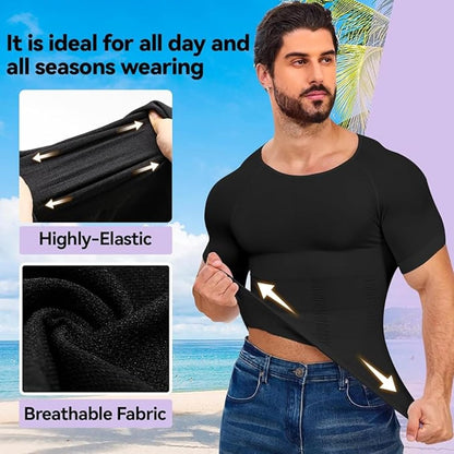 GVV Men's Slim-N-Lift Compression T-Shirt - Black
