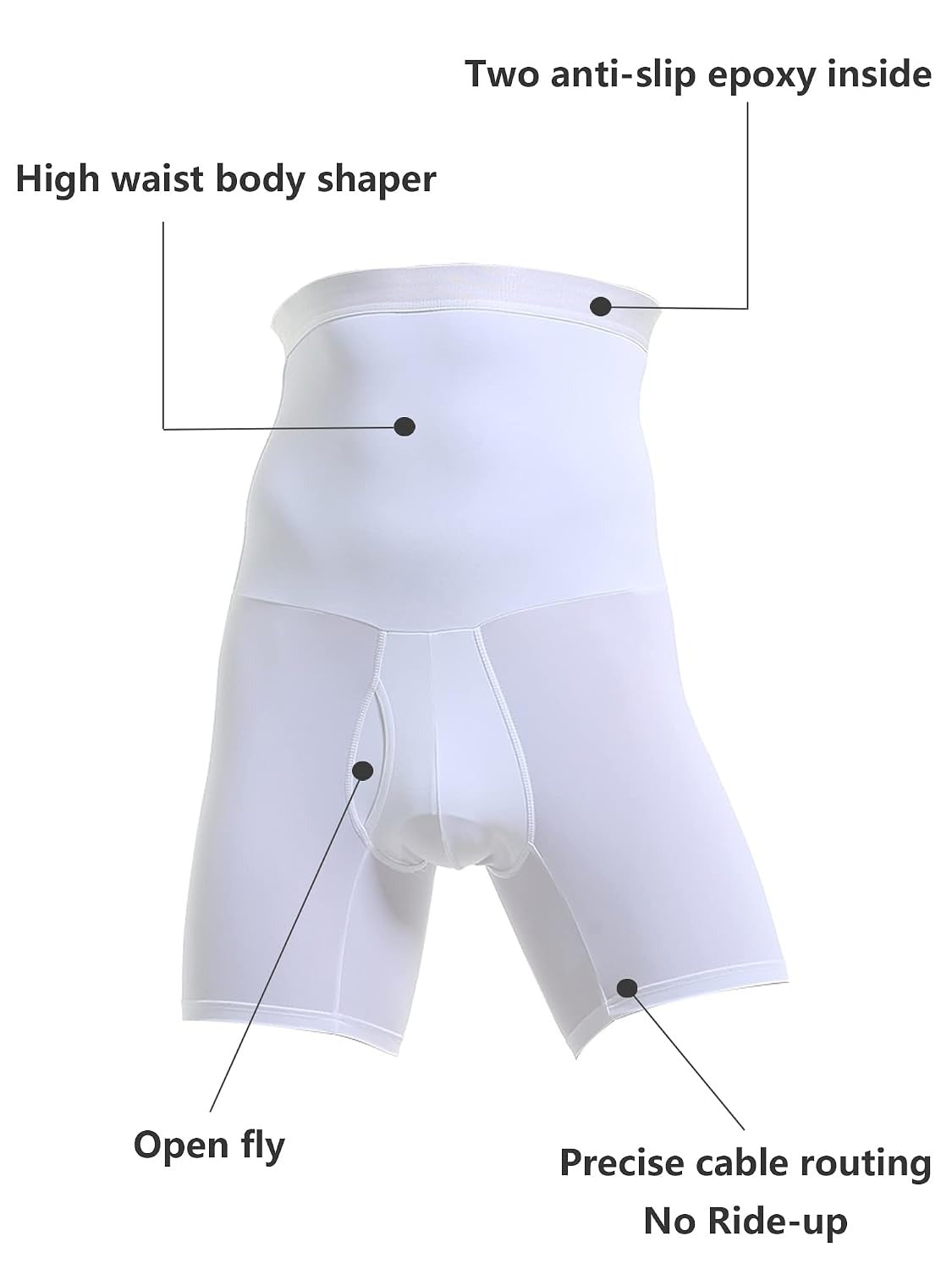 GVV Men's Tummy Compression Shorts - White
