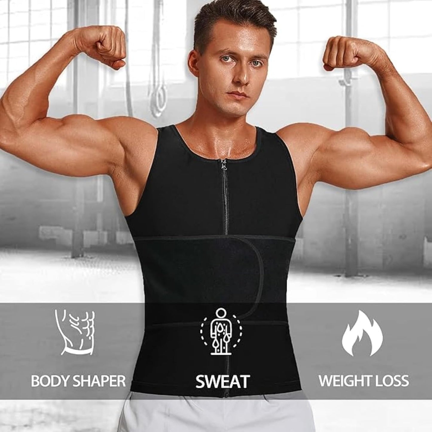 GVV Men's Waist Shaper Belt with Zipper