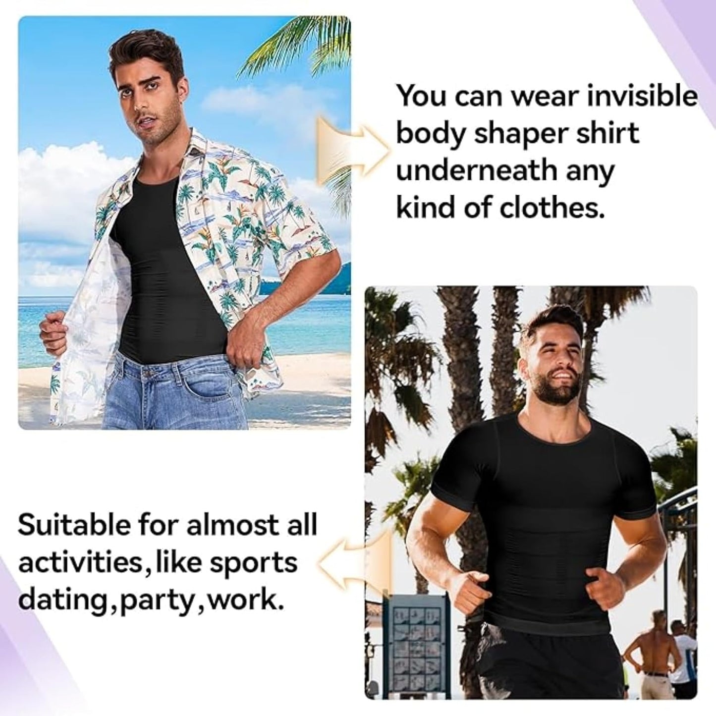 GVV Men's Slim-N-Lift Compression T-Shirt - Black