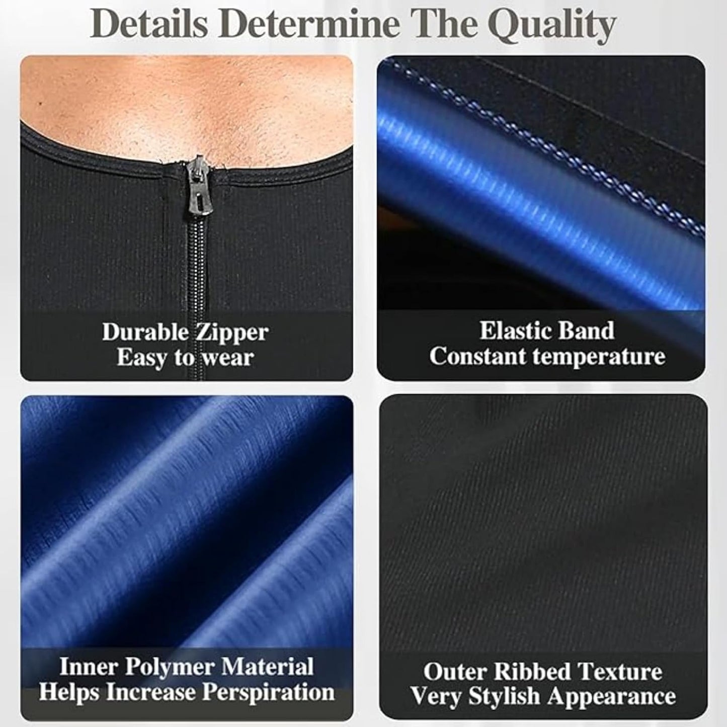 GVV Men's Front Zipper Sweat Shaper
