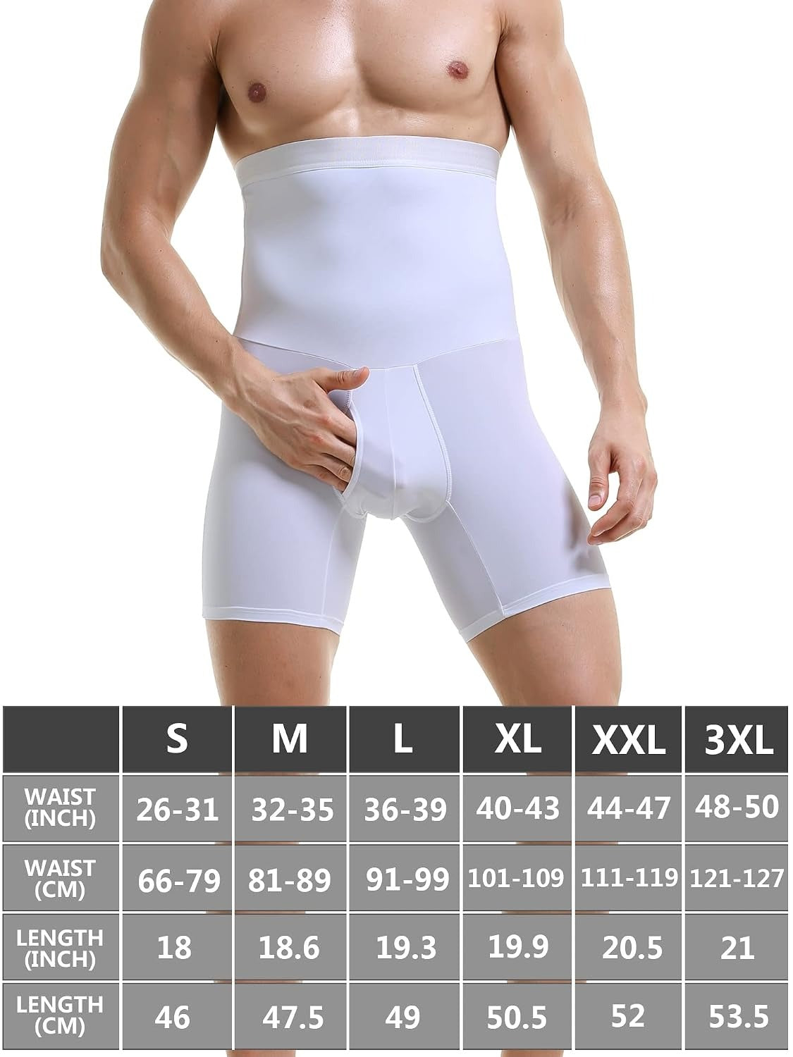 GVV Men's Tummy Compression Shorts - White