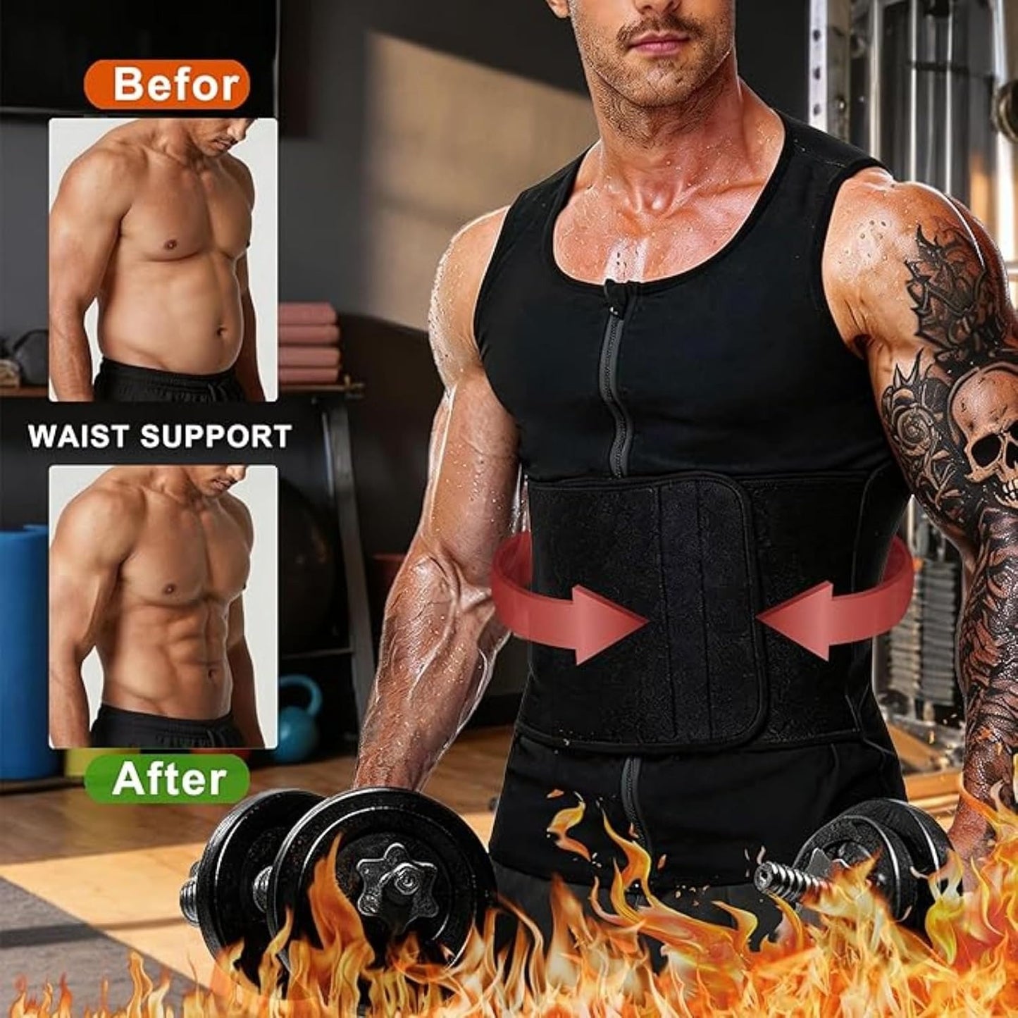 GVV Men's Waist Shaper Belt with Zipper