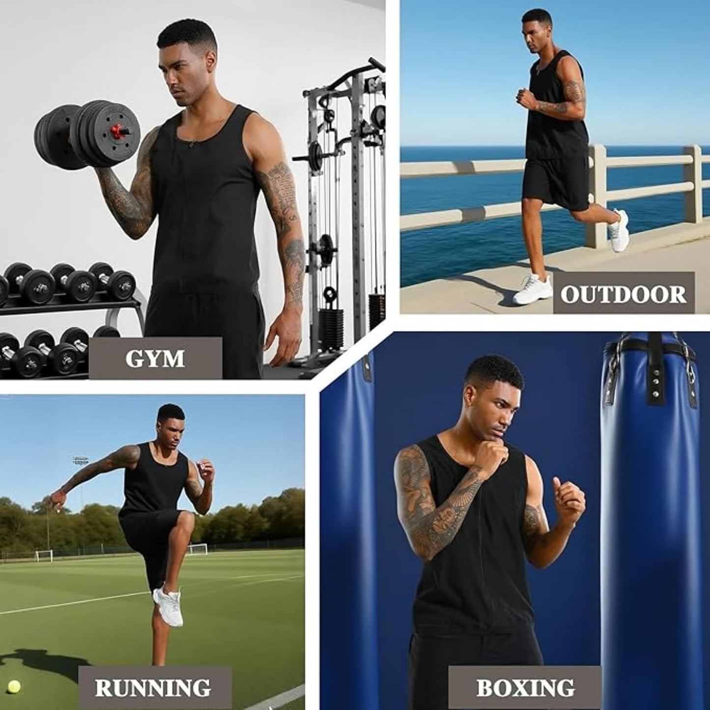 GVV Men's Front Zipper Sweat Shaper